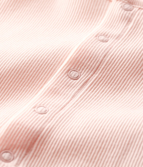 Cardigan bebè in costina 2x2 di cotone biologico rosa FLEUR