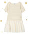 Abito bambina bi-matiere a righe brillantinate beige COQUILLE/giallo LUREX DORE