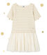 Abito bambina bi-matiere a righe brillantinate
