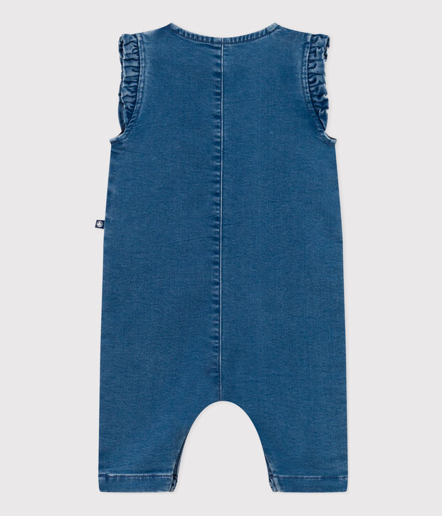 Tutina smanicata in denim beb&egrave; blu