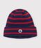 Cuffietta in maglia a righe con fodera in pile bambino blu/rosso