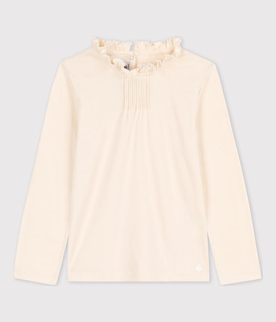 T-shirt maniche lunghe in cotone bambina ecru AVALANCHE