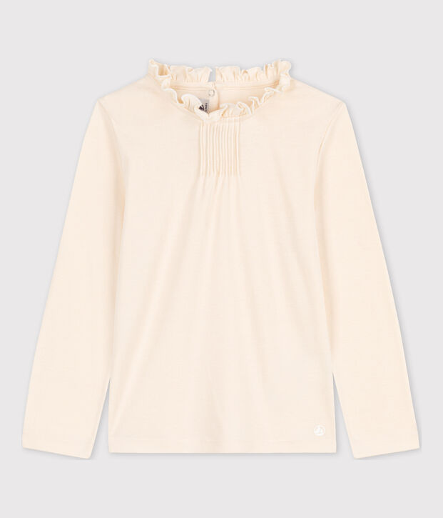 T-shirt maniche lunghe in cotone bambina ecru