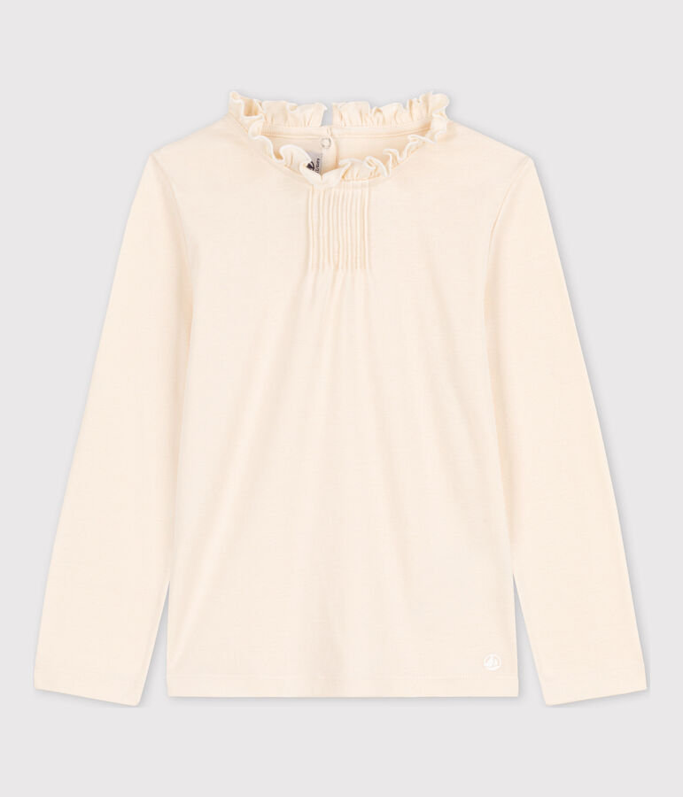 T-shirt maniche lunghe in cotone bambina ecru
