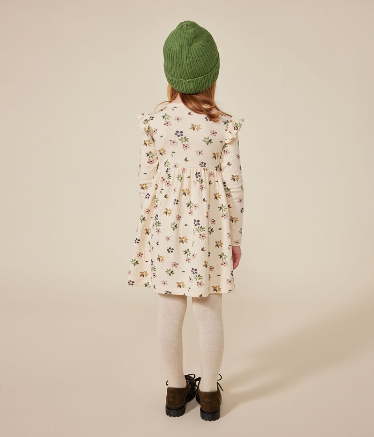 Abito a maniche lunghe in tubique bambina ecru/multicolore