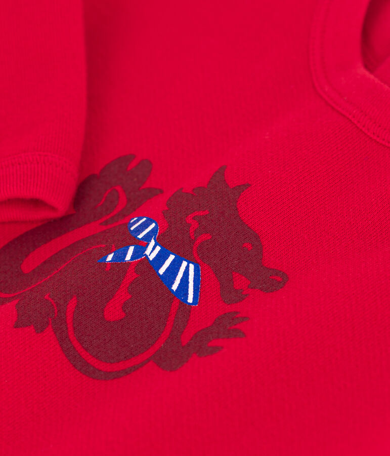 Tutina lunga in tessuto felpato per beb&egrave; rosso