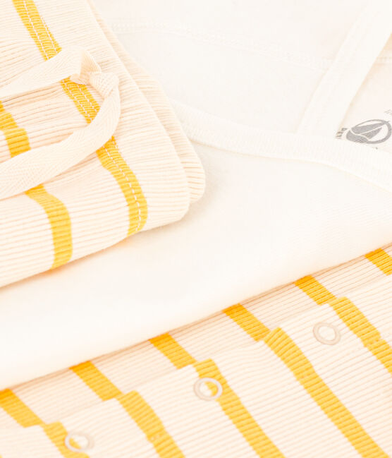 Tutina a righe marinière bebè in cotone giallo AVALANCHE/bianco DAISY
