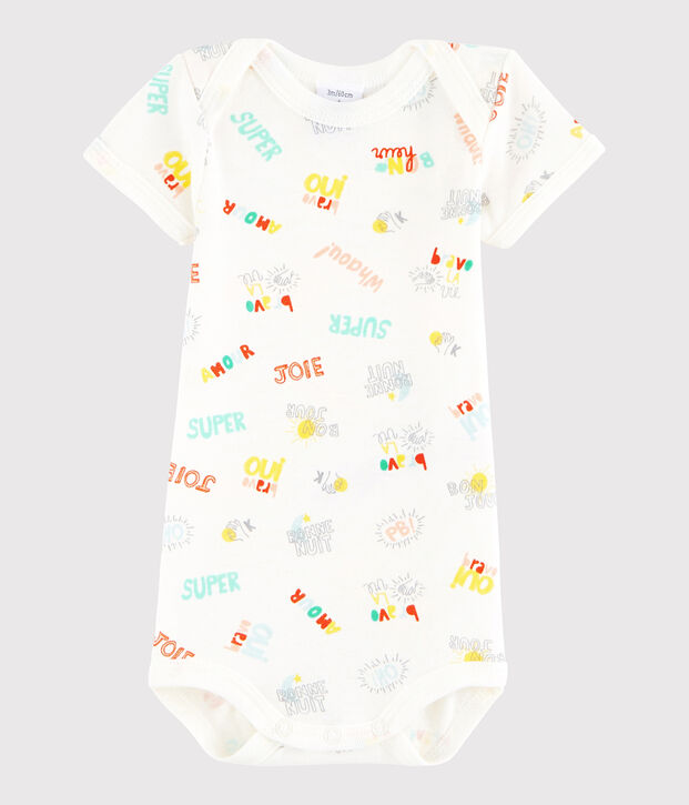 Body a manica corta beb&egrave; unisex bianco/multicolore