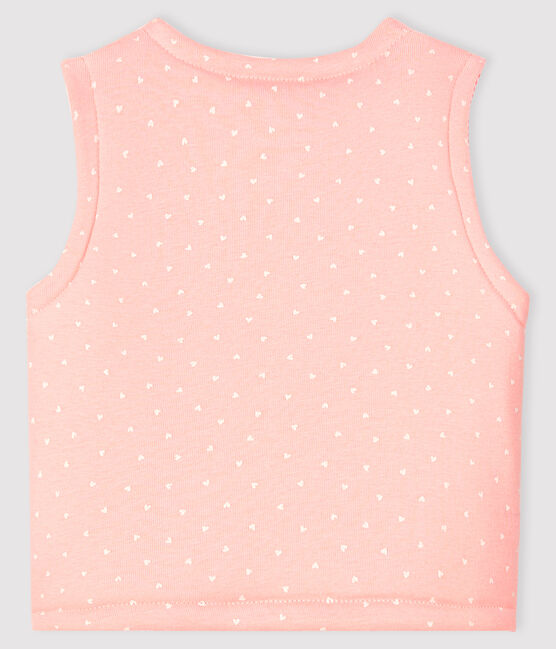 Gilè smanicato reversibile bebé femmina a costine in ovatta rosa MINOIS/bianco MARSHMALLOW
