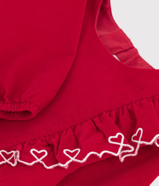 Abito a maniche lunghe in velluto tinta unita bambina rosso TERKUIT