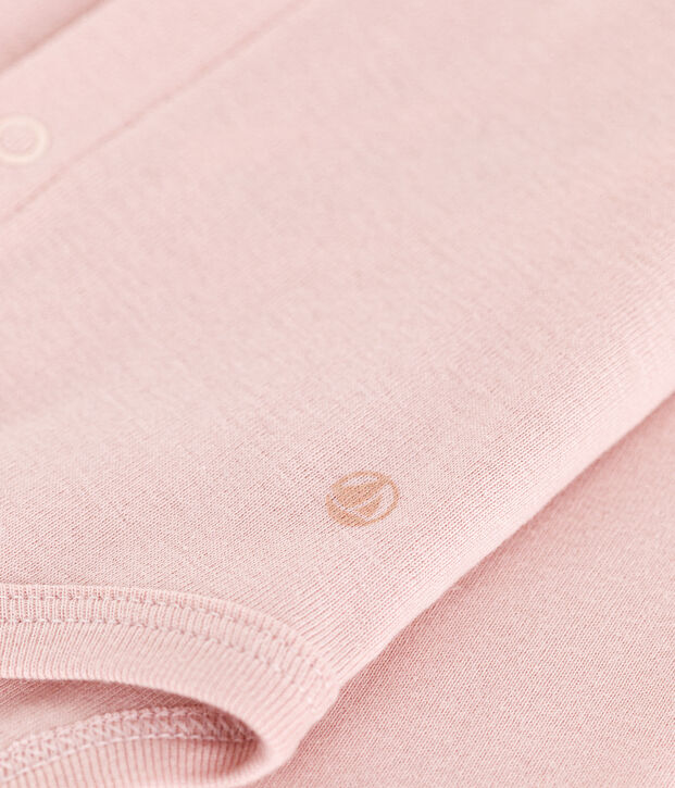 Body in cotone a manica lunga con collaretto rosa