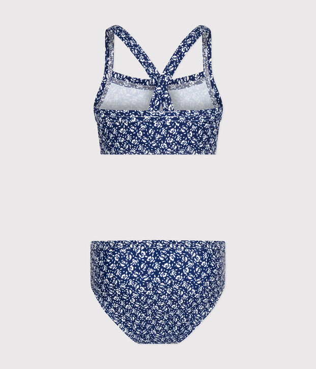 Costume da bagno bikini con stampa bambina blu/bianco