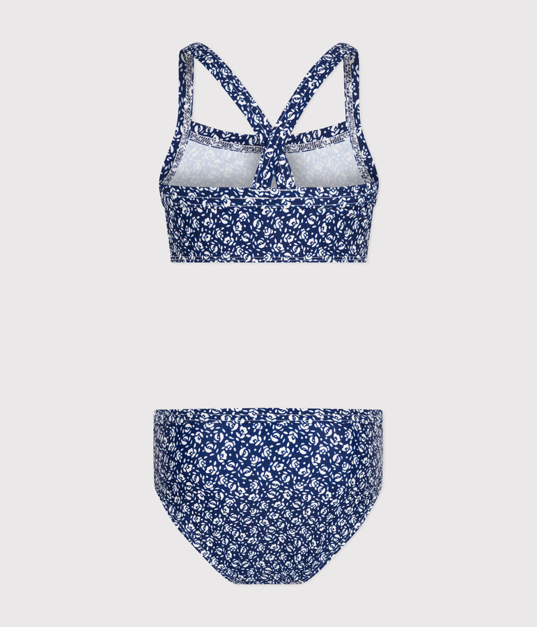 Costume da bagno bikini con stampa bambina blu/bianco