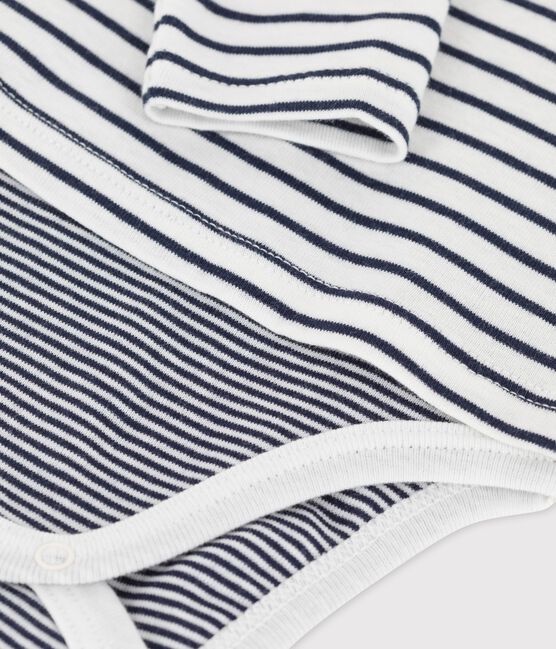 Body marinière bebè in cotone biologico bianco MARSHMALLOW/blu SMOKING
