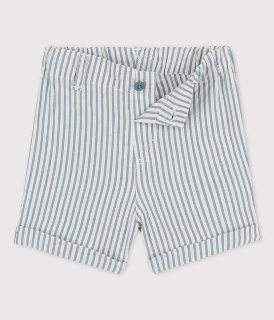 Shorts bebè in seersucker a righe  blu BRUT/bianco MARSHMALLOW