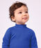 Body a dolcevita in cotone tinta unita neonato blu