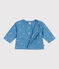 Giacca neonato in cotone trapuntato con stampa a fiorellini blu ALASKA/bianco MARSHMALLOW