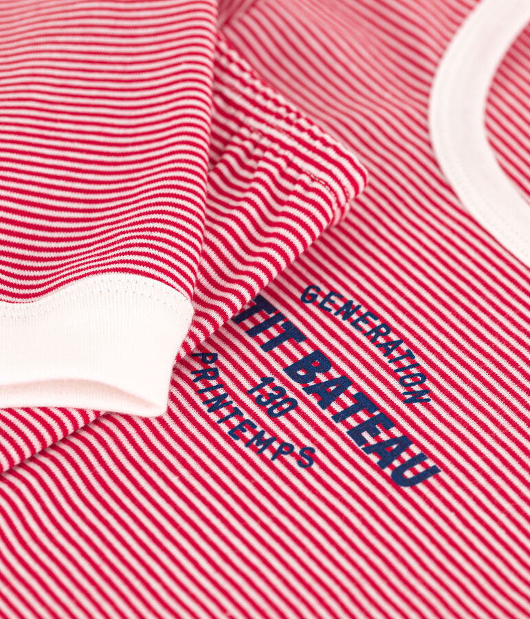 Pigiama millerighe in cotone bambina/bambino rosso/bianco