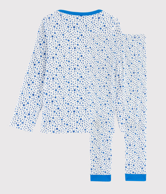 Pigiama a syelle blu bambino in tubique bianco MARSHMALLOW/bianco MULTICO