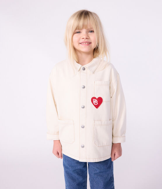 Giacca di jeans tinta unita bambina ecru MILK