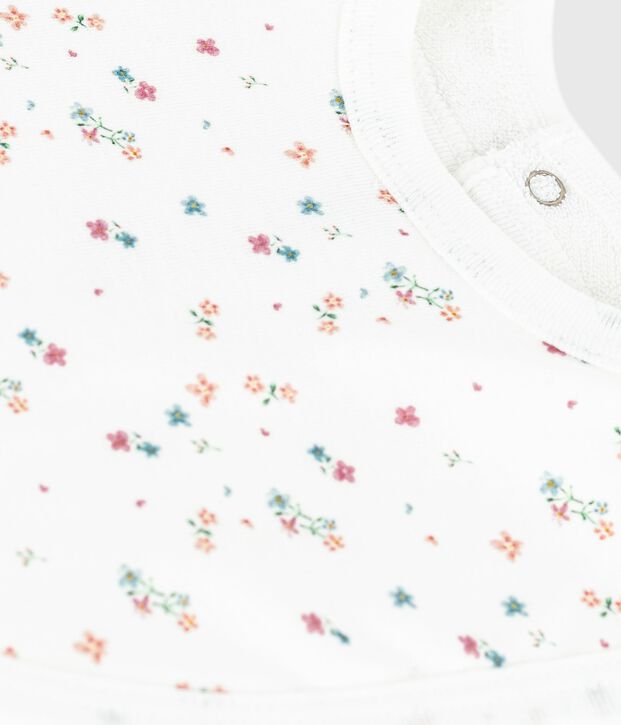 Bavaglino nascita in cotone con stampa a fiori bianco/multicolore