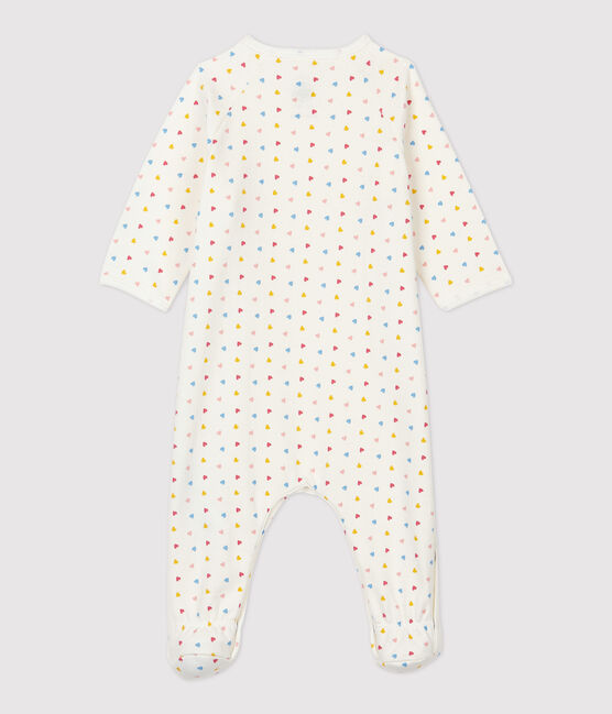 Tutina pigiama bebè in molleton di cotone biologico bianco MARSHMALLOW+OCRE/ MULTICO