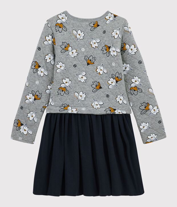 Abito maniche lunghe bambina grigio/multicolore