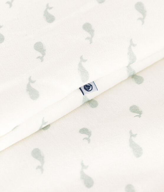 Sacco nanna in ciniglia con balena stampata neonato TOG 3 bianco MARSHMALLOW/ HERBIER