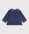 Blusa a maniche lunghe in denim tinta unita neonato blu