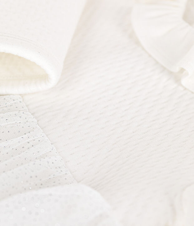 Abito in tubique e tulle neonato bianco/grigio