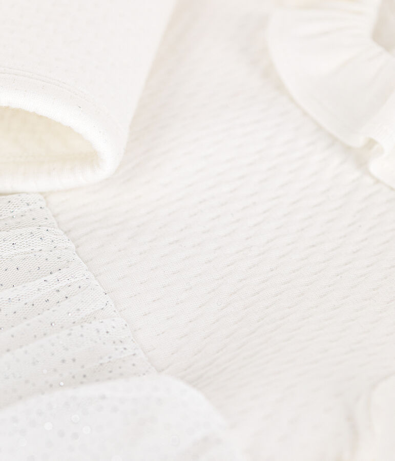 Abito in tubique e tulle neonato bianco/grigio