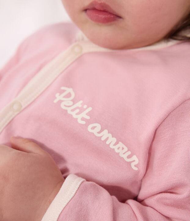 Pigiama in cotone tinta unita neonato rosa