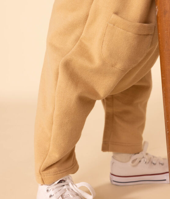 Tutina lunga in tessuto felpato per bebè beige TOURONE