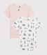 Confezione da 2 t-shirt manica corta fantasia Parigi da bambina