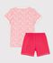 Pigiama corto bambina in cotone con fantasia floreale a rose bianco MARSHMALLOW/rosa GRETEL