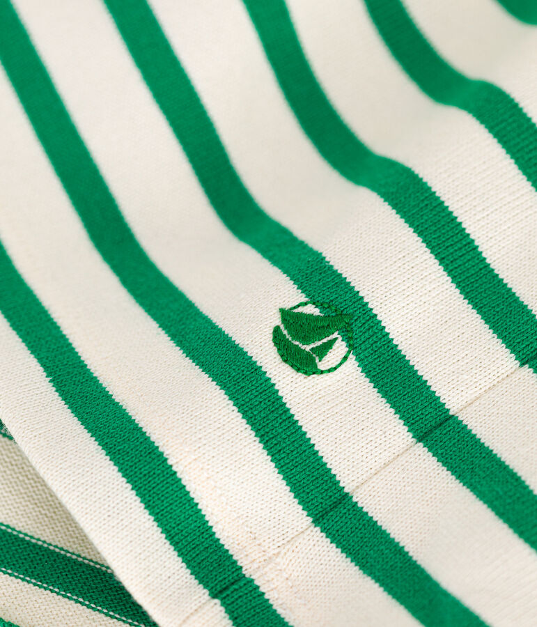 Marini&egrave;re donna abbottonata in cotone ecru/verde