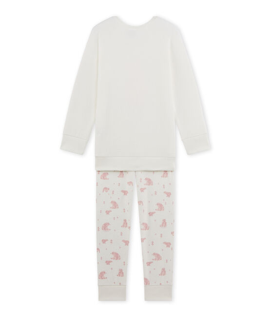 Pigiama per bambina in spugna bianco LAIT/rosa VIENNE/ MULTICO