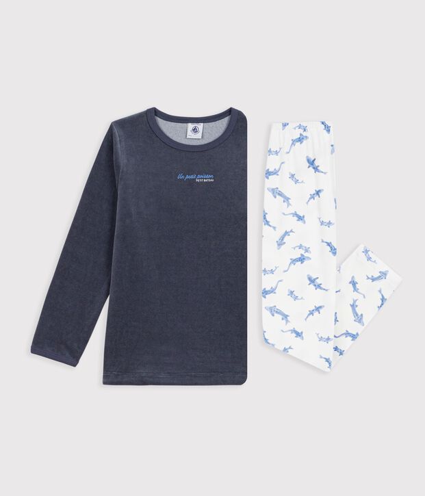 Pyjama  en coton bianco/blu/multicolore