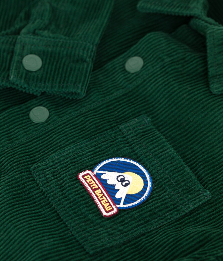 Camicia in velluto tinta unita bambino. verde