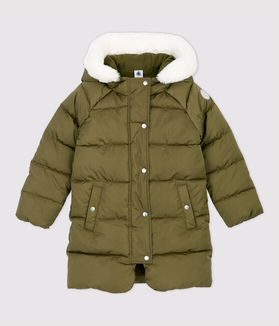 Piumino lungo bambina verde MILITARY