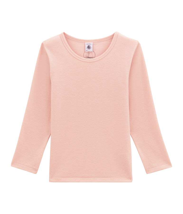 tee-shirta maniche lunghe per bambina in lana e cotone rosa JOLI