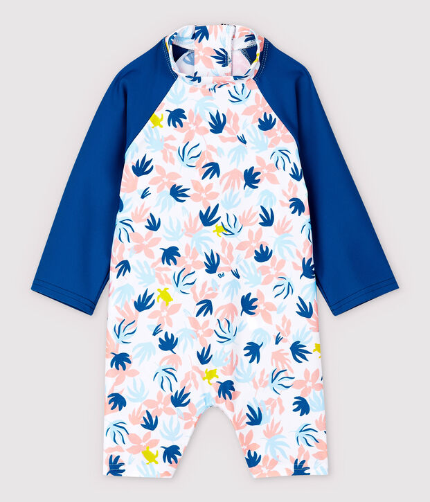 Tuta anti-UV ecoresponsabile beb&egrave; femmina bianco/multicolore