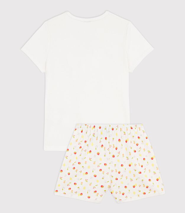 Pigiama corto in cotone con stampa di frutti bambino bianco/multicolore