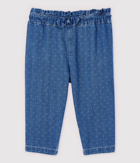 Pantaloni in denim chiaro a pois bebè femmina blu DENIM CLAIR