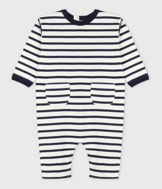 Tutina bebè in jersey spesso a righe stile marinière bianco MARSHMALLOW/blu SMOKING