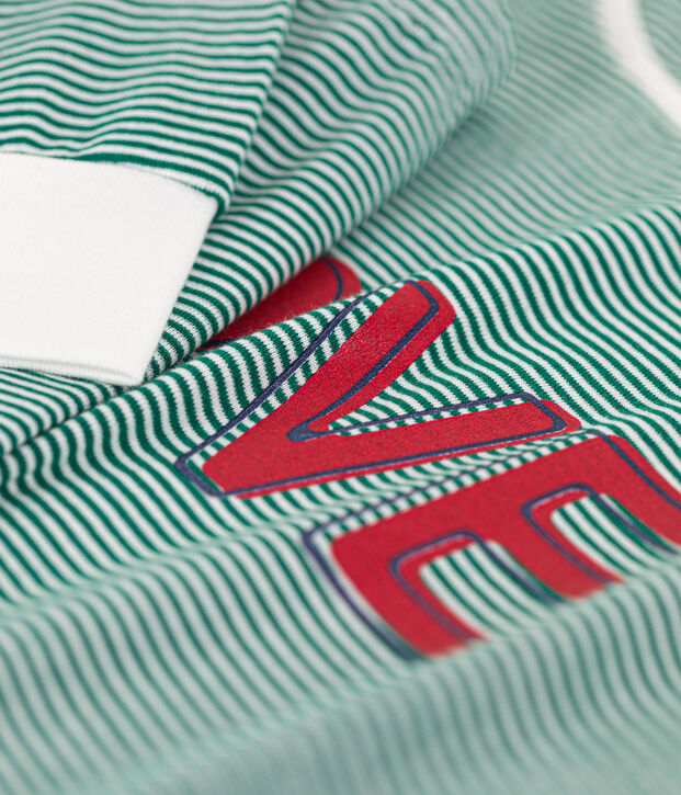 Pigiama donna in cotone millerighe verde/bianco