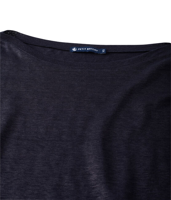 T-shirt donna a maniche lunghe in lino laccato blu SMOKING/blu BRILLANT