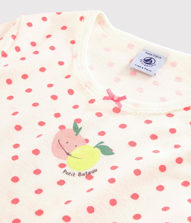 Camicia da notte a pois rosa bambina in cotone bianco/rosa