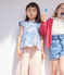 Blusa in popeline stampato bambina blu BEACH/ MULTICO