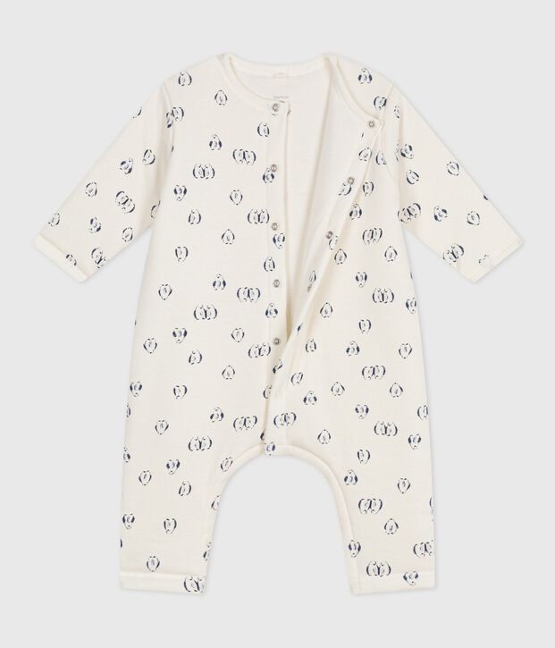 Tutina imbottita in cotone con pinguini stampati neonato blu/blu